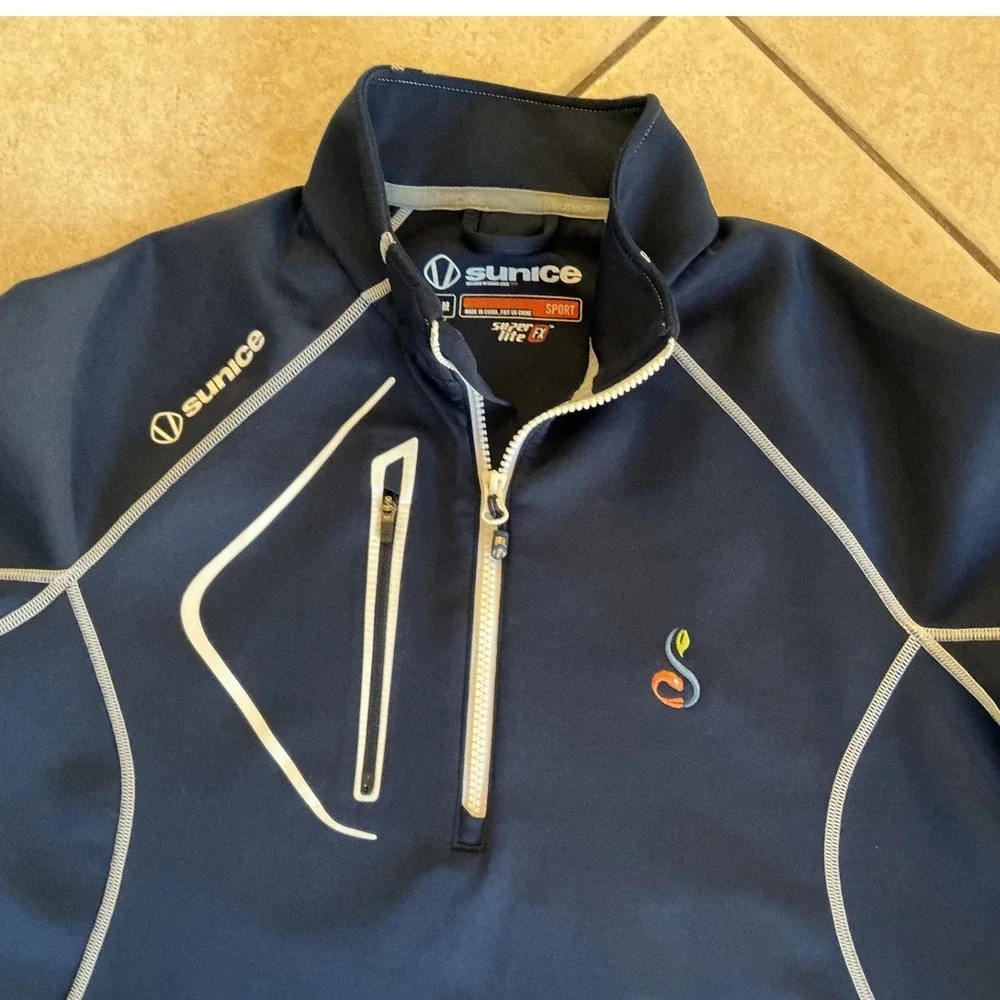 Sunice Superlite FX Quarter Zip Mens Medium Navy‎ Blue Excellent Sport Pullover